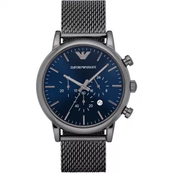 ARMANI AR1979 miesten kvartsikronografikello 46 mm musta kellotaulu nahkaranneke