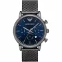 ARMANI AR1979 miesten kvartsikronografikello 46 mm musta kellotaulu nahkaranneke