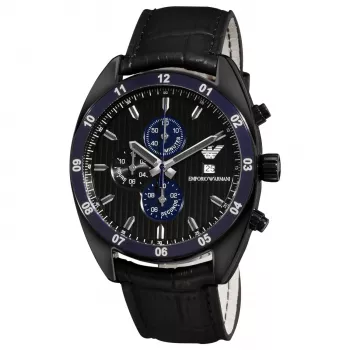 ARMANI AR5916 miesten kvartsi-kronografikello 42 mm musta kellotaulu ruusukullanvärinen ruostumaton teräs- ja silikoniranneke