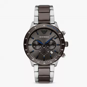 Armani miesten Luigi kronografi musta kellotaulu nahkaranneke kello AR11391 (43mm)