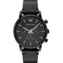 Armani Renato miesten kronografikello AR1918 46mm musta kellotaulu nahkaranneke