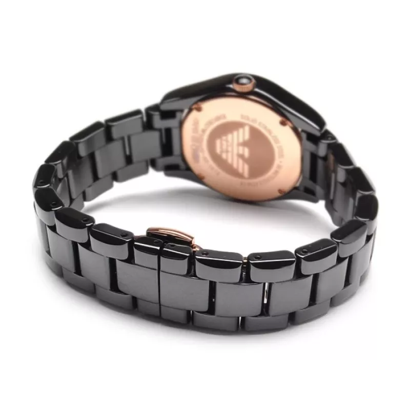 ARMANI naisten kello AR1412 kvartsikronografi 35 mm musta keramiikka