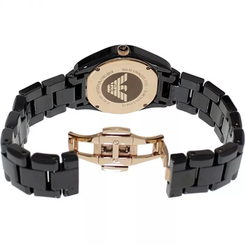 ARMANI naisten kello AR1412 kvartsikronografi 35 mm musta keramiikka
