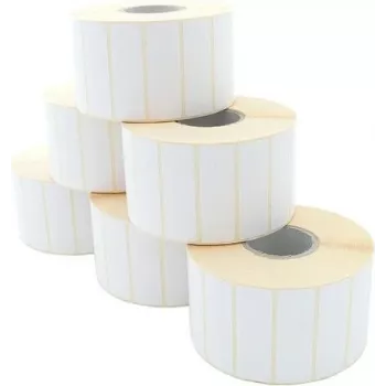 ARTDEV lämpösiirtotarra rulla 60x20mm, 110mm rullan halkaisija, 40mm ydin, 2600 tarraa/rulla, valkoinen, paperi, pysyvä liima