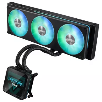 ASUS Prime SLC II 360 ARGB LCD AIO neste-CPU-jäähdytin, 360 mm jäähdytin, 3 x 120 mm ARGB-tuuletinta, LGA 1851/1700/1200/115x/AM5/AM4