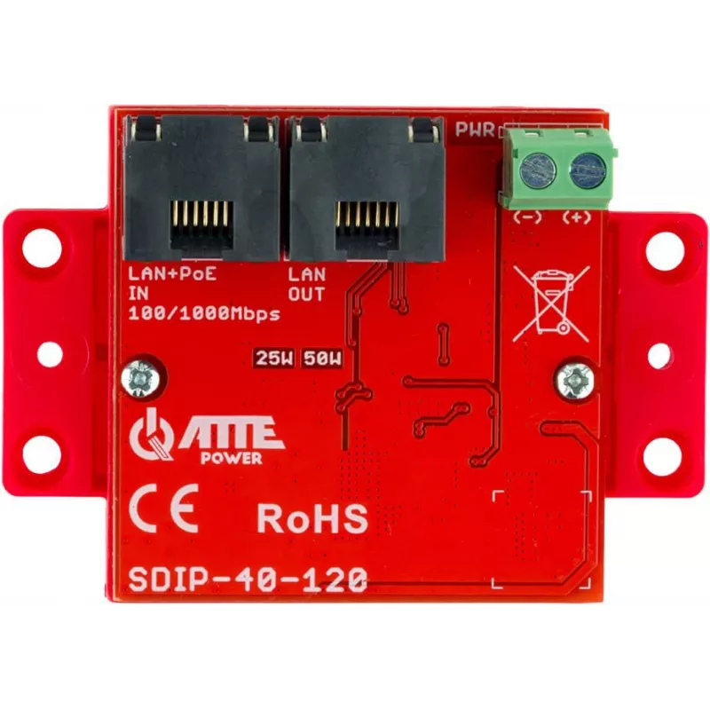 ATTE SDIP-40-120 PoE-virtalähde, 48W, 40V DC, 10/100 Mbps