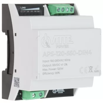 ATTE APS-120-550-DIN4 DIN-kiskoon asennettava hakkurivirtalähde, 55 V 120 W