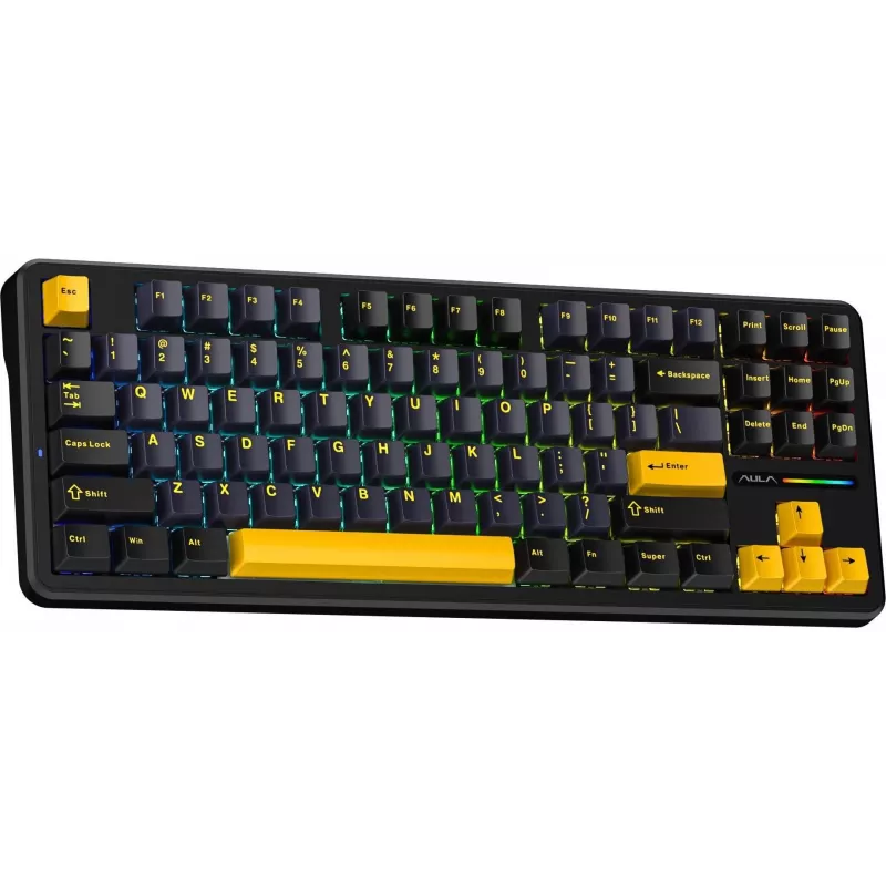 AULA Gasket F87 Thunder Black GrayWood RGB -näppäimistö