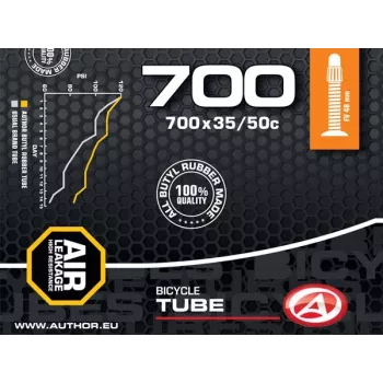 Author Tube AT-CROSS-700C Wide FV48 700x35/50C (musta) - 48 mm Presta-venttiili butyylisisäkumi