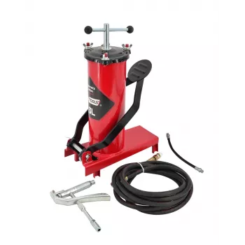 AWTOOLS AW15940 jalkapumppu - yksisylinterinen, 10 BAR, analoginen painemittari, teräsrunko, musta/hopea