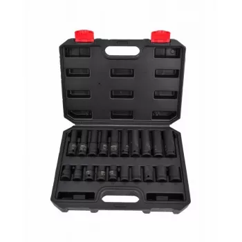 AWTOOLS AW38695BL 95-osainen kromi-vanadiinihylsyavainsarja 1/4 tuuman, 3/8 tuuman, 1/2 tuuman räikällä, hylsyillä, biteillä, kiintoavaimilla ja muovikotelolla