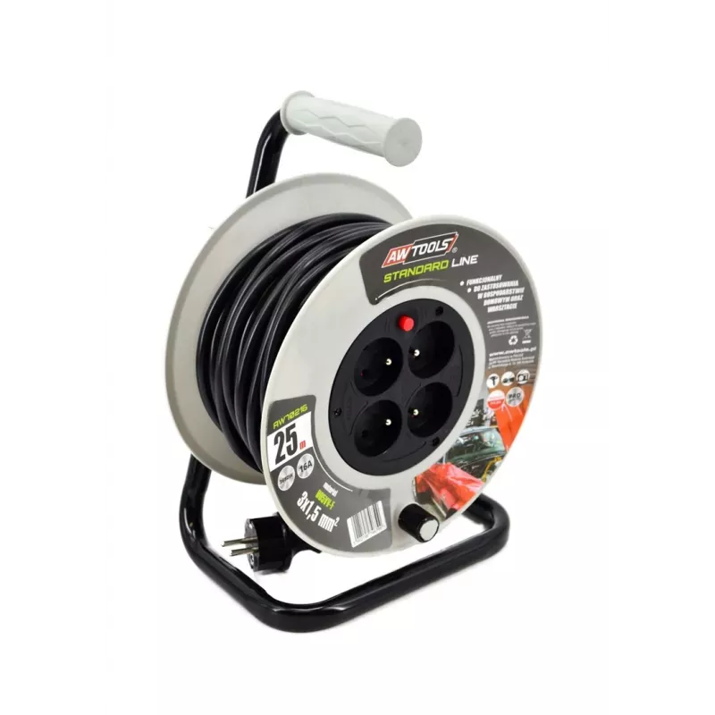 AWTOOLS AW70217 jatkojohto 25m 4 pistorasiaa IP44 3680W