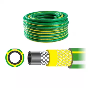 AWTOOLS AW70374 puutarhaletku 50m 1/2 tuuma joustava PVC 3-kerroksinen polyesteri-ristipunoksella