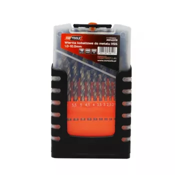 AWTOOLS kobolttimetalliporanteräsarja 19-osainen 1,0-10,0 mm HSS-Co M35 DIN 338