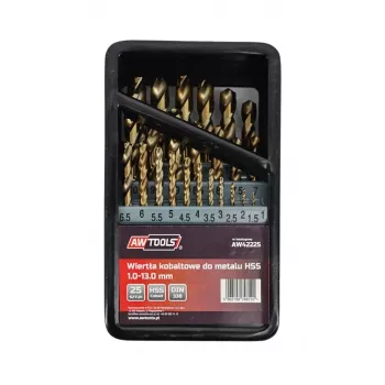 AWTOOLS HSS-Co koboltti kierreporanteräsarja 25-osainen 1-13 mm metallinporaus