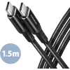 AXAGON BUCM-CM15AB USB-C–USB-C 2.0 -kaapeli, 1,5 m, PD 60 W, 3 A, punottu – musta