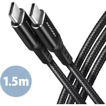 AXAGON BUCM-CM15AB USB-C - USB-C 2.0 -kaapeli, 1,5m, PD 60W, 3A, punottu - musta