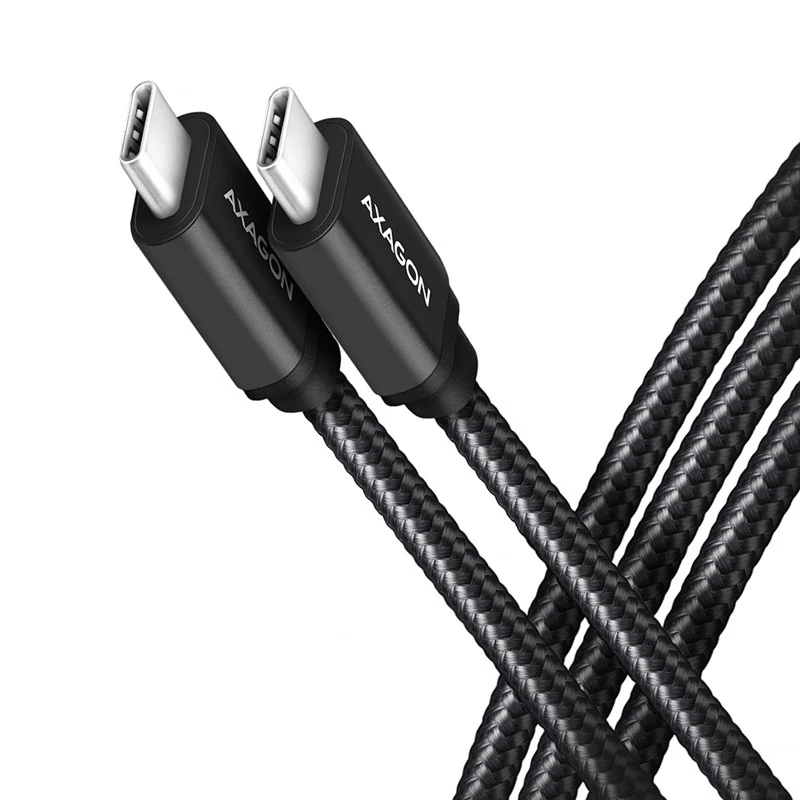 AXAGON BUCM-CM15AB USB-C–USB-C 2.0 -kaapeli, 1,5 m, PD 60 W, 3 A, punottu – musta
