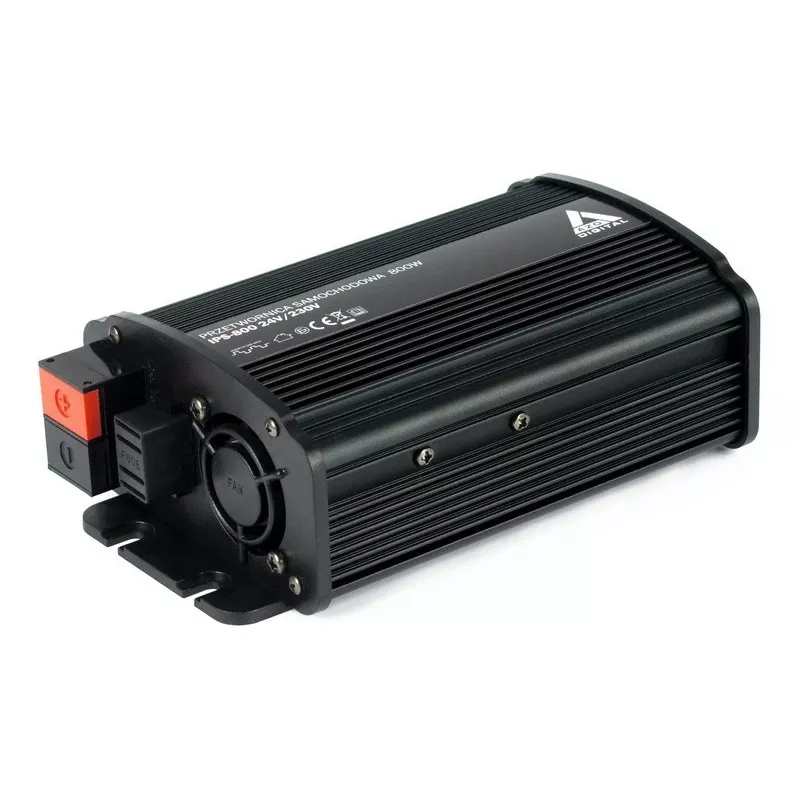 AZO Digital IPS-800U 800W 24V DC - 230V AC invertteri modifioidulla siniaallolla, USB, Schuko-pistorasia, akkukennot