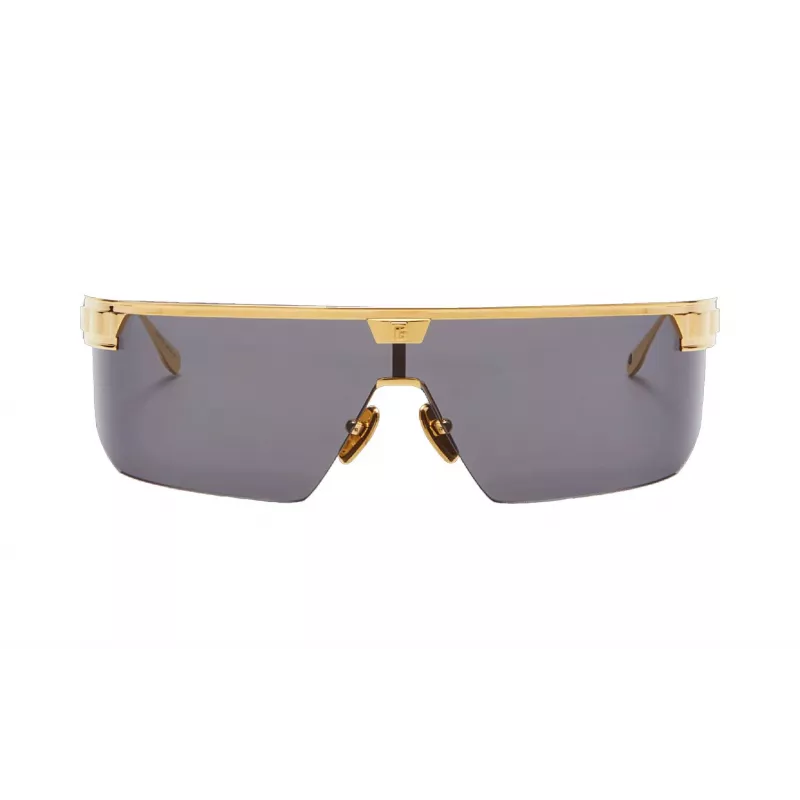 BALMAIN unisex-aurinkolasit BPS-147A-142 musta asetaattikehys kulmikas harmaat nylonlinssit 43/27/147 mm