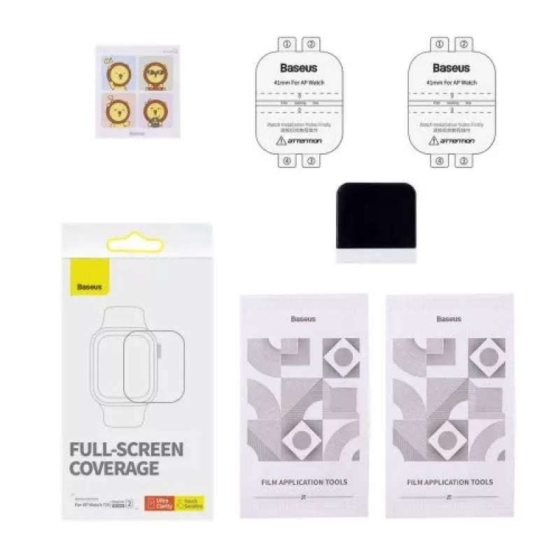 Baseus 41 mm NanoCrystal -suojakalvo Apple Watch 7/8/9 -kellolle, 2 kpl:n pakkaus, kirkas