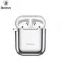 Baseus Apple Metallic Shining ultrahohut silikoninen suojakotelo koukulla Airpods 1 / 2 hopea