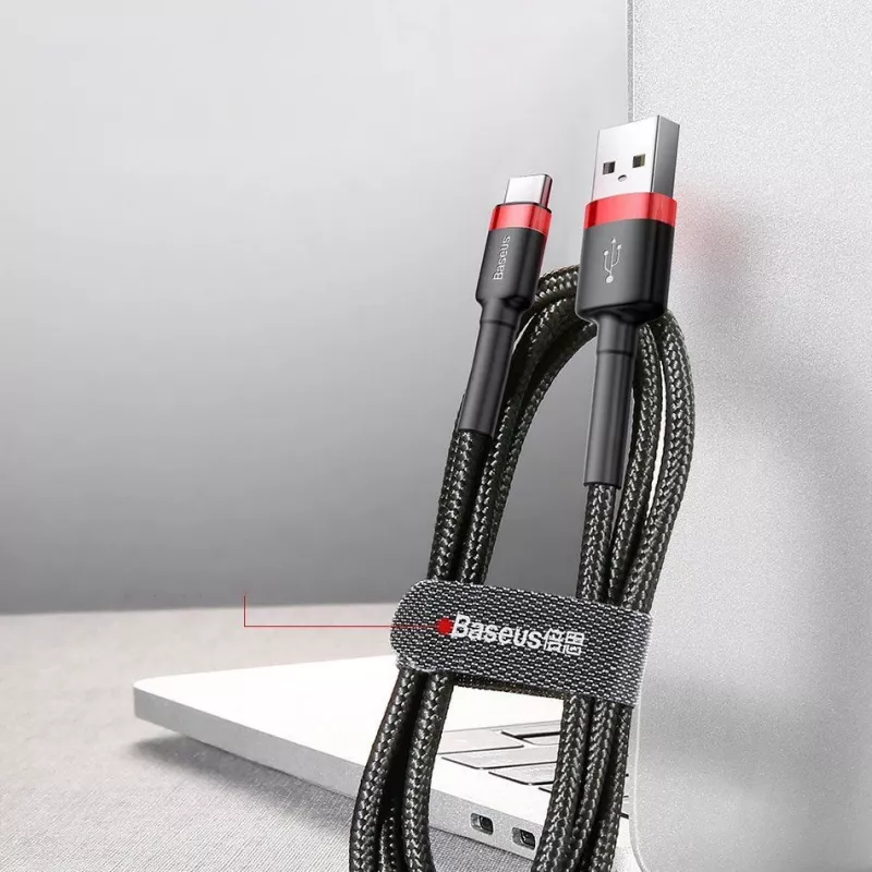 Baseus Cafule kaapeli vahva nailonpunos USB-A - USB-C QC3.0 2A 3M punainen (CATKLF-U09)