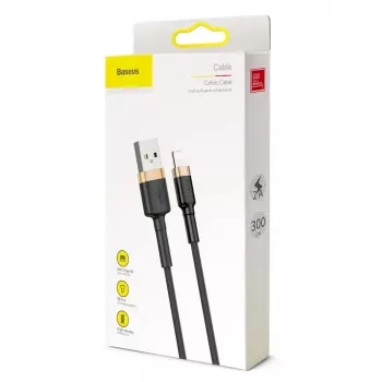 Baseus Cafule Lightning -kaapeli 2A 3m kulta/musta (CALKLF-RV1)