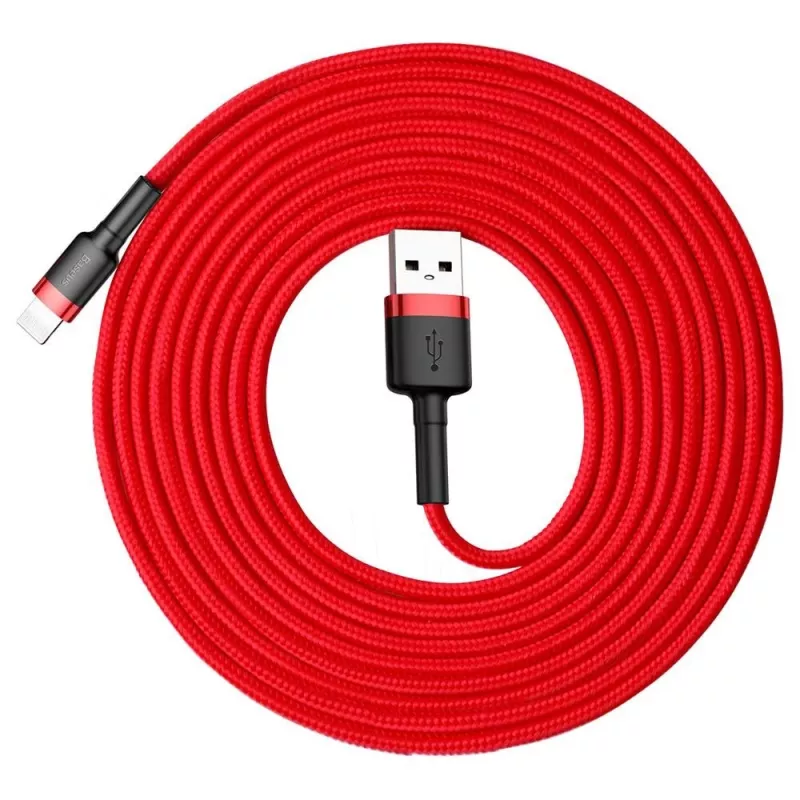 Baseus Cafule Lightning -kaapeli 2A 3m punainen/musta (CALKLF-R09)