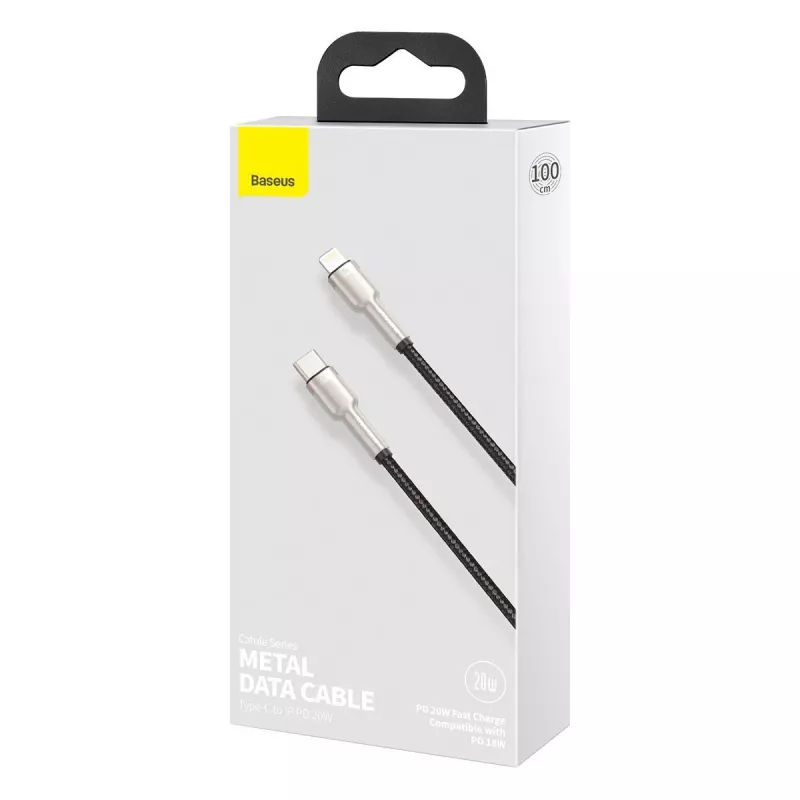 Baseus Cafule Series Metal USB-C - Lightning kaapeli PD 20W 1m musta