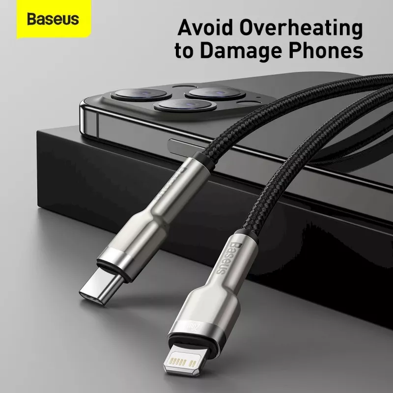Baseus Cafule Series Metal USB-C - Lightning kaapeli PD 20W 1m musta