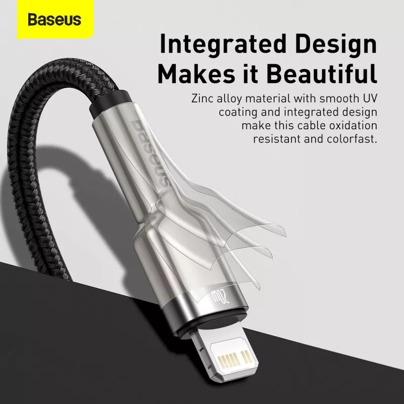 Baseus Cafule Series Metal USB-C - Lightning kaapeli PD 20W 1m musta