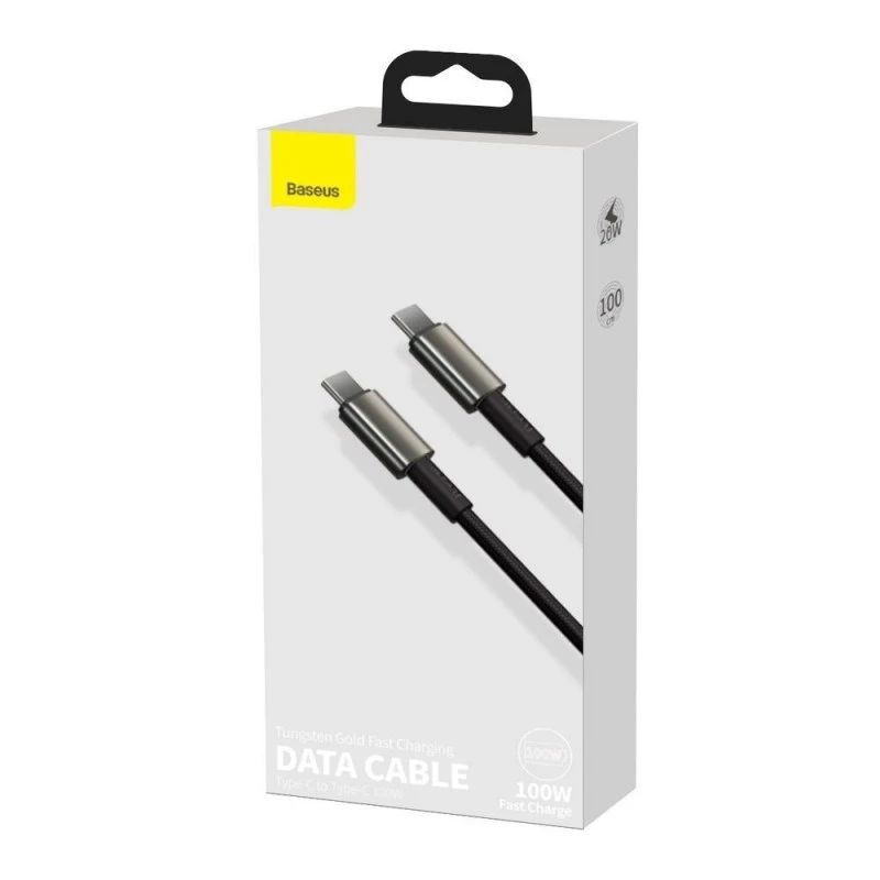 Baseus Tungsten Gold USB-C - USB-C kaapeli, 100W, 1 m, musta