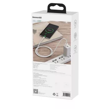 Baseus Cafule USB-A - USB-C -kaapeli, 66W, 1 m, valkoinen