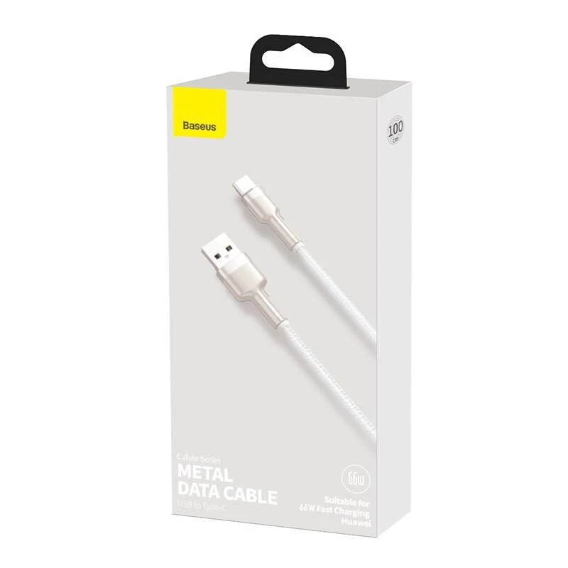 Baseus Cafule USB-A - USB-C -kaapeli, 66W, 1 m, valkoinen