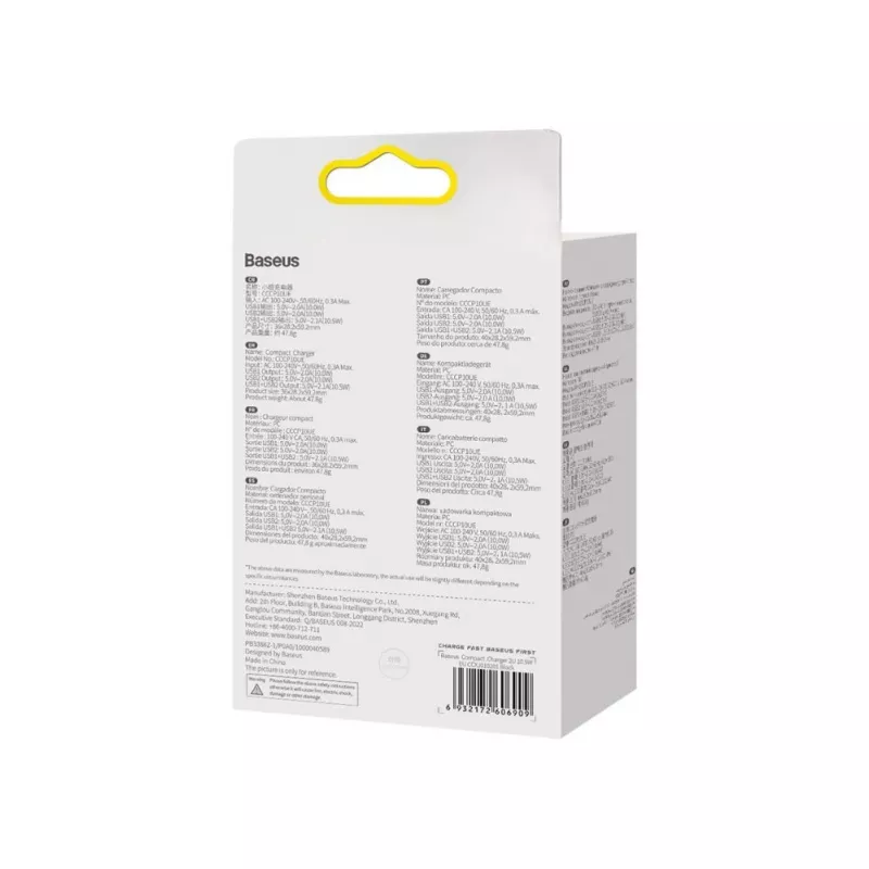 Baseus Compact laturi 2x USB 10.5W musta