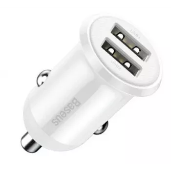 Baseus Grain Pro autolaturi 2x USB 4.8A valkoinen