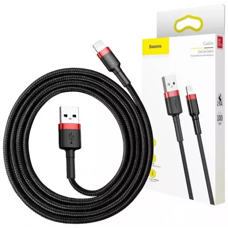 Baseus Lightning Cafule kaapeli 2A, 3m punainen/musta (CALKLF-R91)