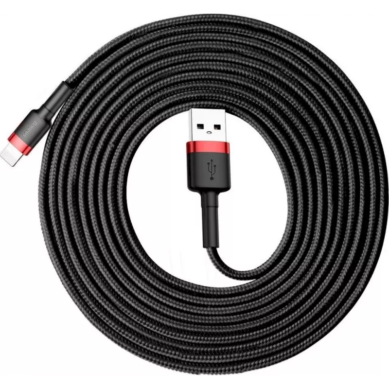 Baseus Lightning Cafule kaapeli 2A, 3m punainen/musta (CALKLF-R91)