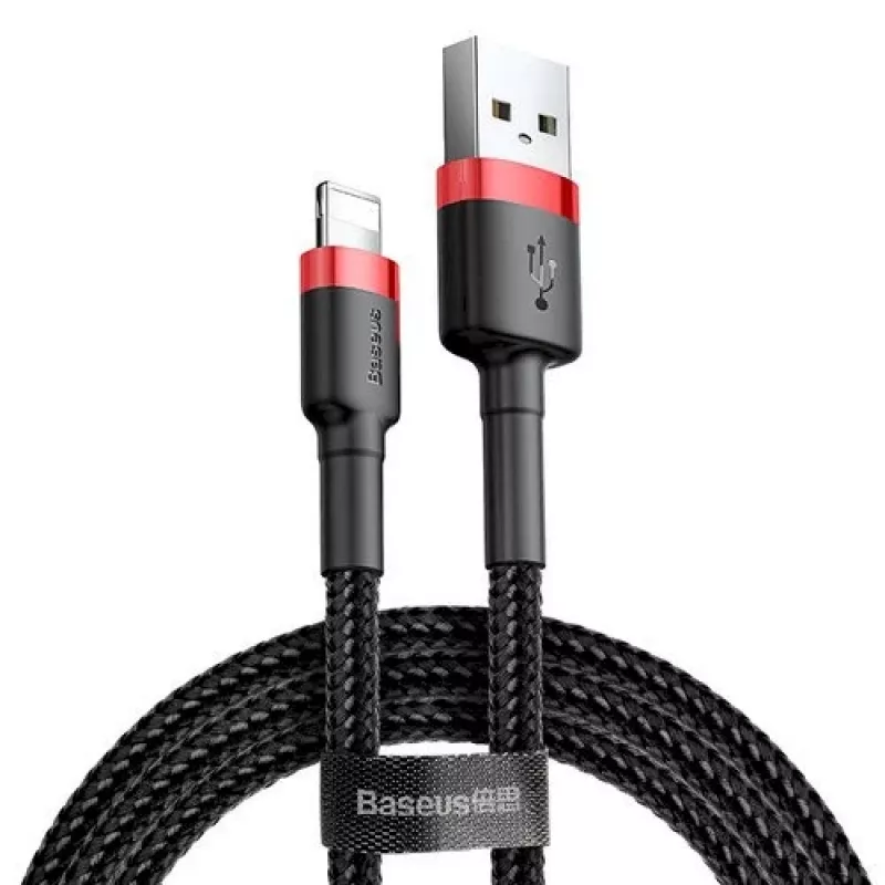 Baseus Lightning Cafule kaapeli 2A, 3m punainen/musta (CALKLF-R91)