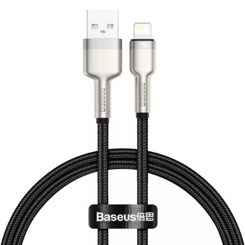 Baseus Lightning Cafule Series metallinen datakaapeli 2.4A 0.25m musta