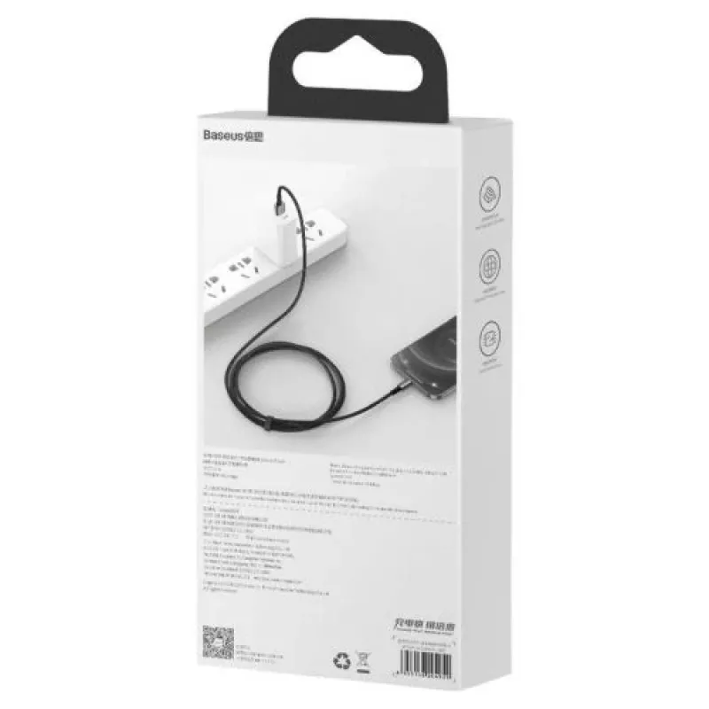 Baseus Lightning Tungsten Series -kaapeli 2.4A, 1m musta (CALWJ-01)