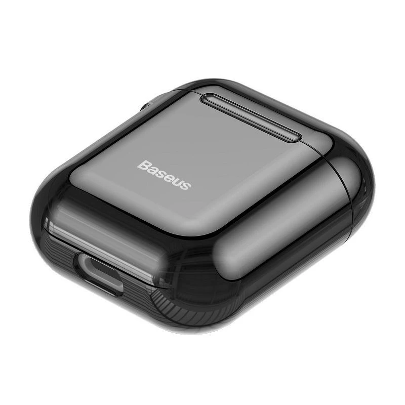 Baseus Metallic Shining ultrahohut silikonisuojakotelo koukulla AirPods 1 / 2 musta