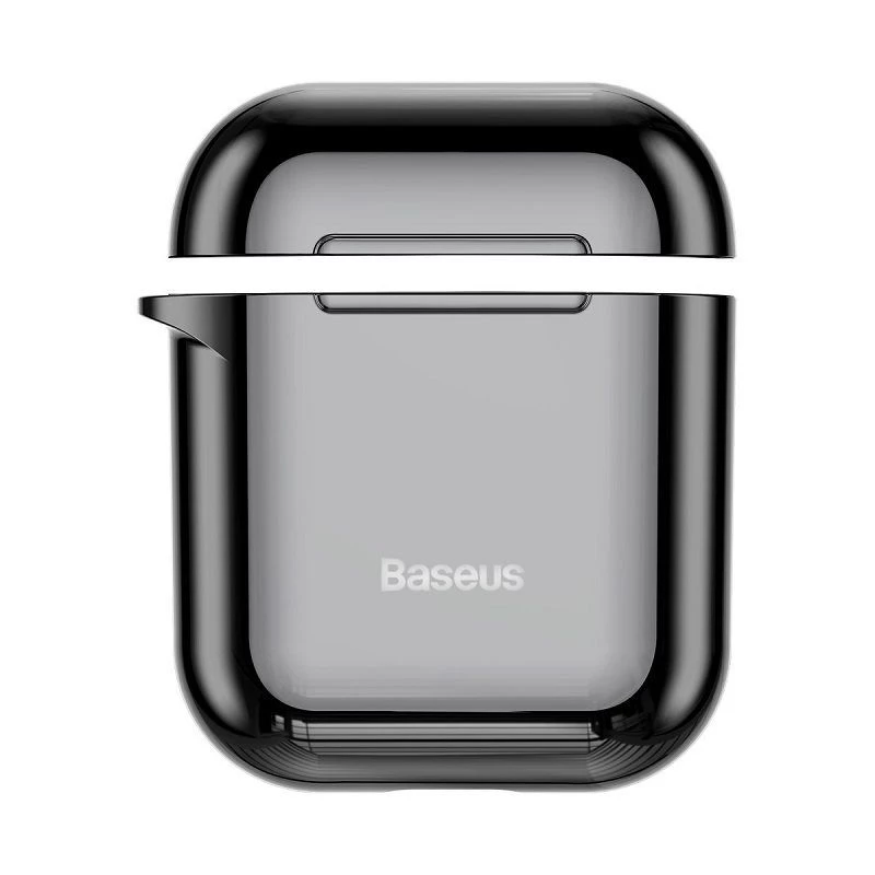 Baseus Metallic Shining ultrahohut silikonisuojakotelo koukulla AirPods 1 / 2 musta
