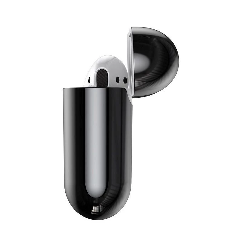 Baseus Metallic Shining ultrahohut silikonisuojakotelo koukulla AirPods 1 / 2 musta