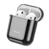 Baseus Metallic Shining ultrahohut silikonisuojakotelo koukulla AirPods 1 / 2 musta