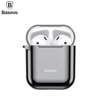 Baseus Metallic Shining ultrahohut silikonisuojakotelo koukulla AirPods 1 / 2 musta