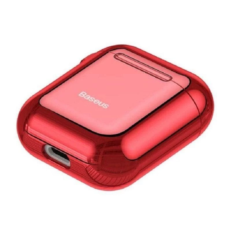 Baseus Metallic Shining ultrahohut silikoninen suojakotelo koukulla AirPods 1 / 2 punainen
