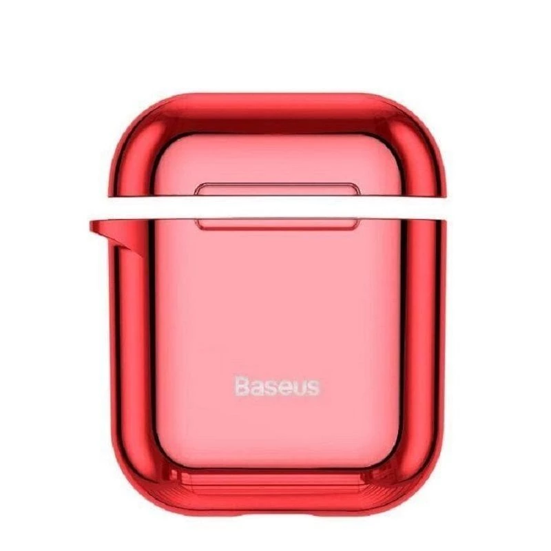 Baseus Metallic Shining ultrahohut silikoninen suojakotelo koukulla AirPods 1 / 2 punainen