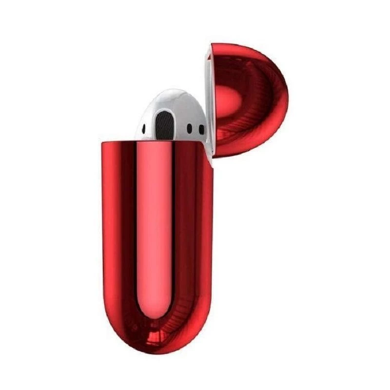Baseus Metallic Shining ultrahohut silikoninen suojakotelo koukulla AirPods 1 / 2 punainen